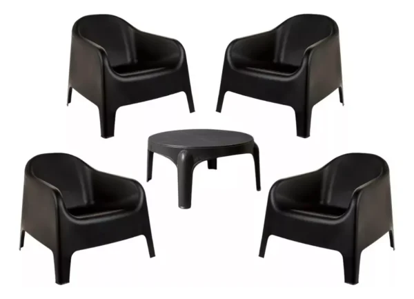 Set de 4 Sillones Skarpo Garden Life Ecologicos + Mesa Sunset Negra